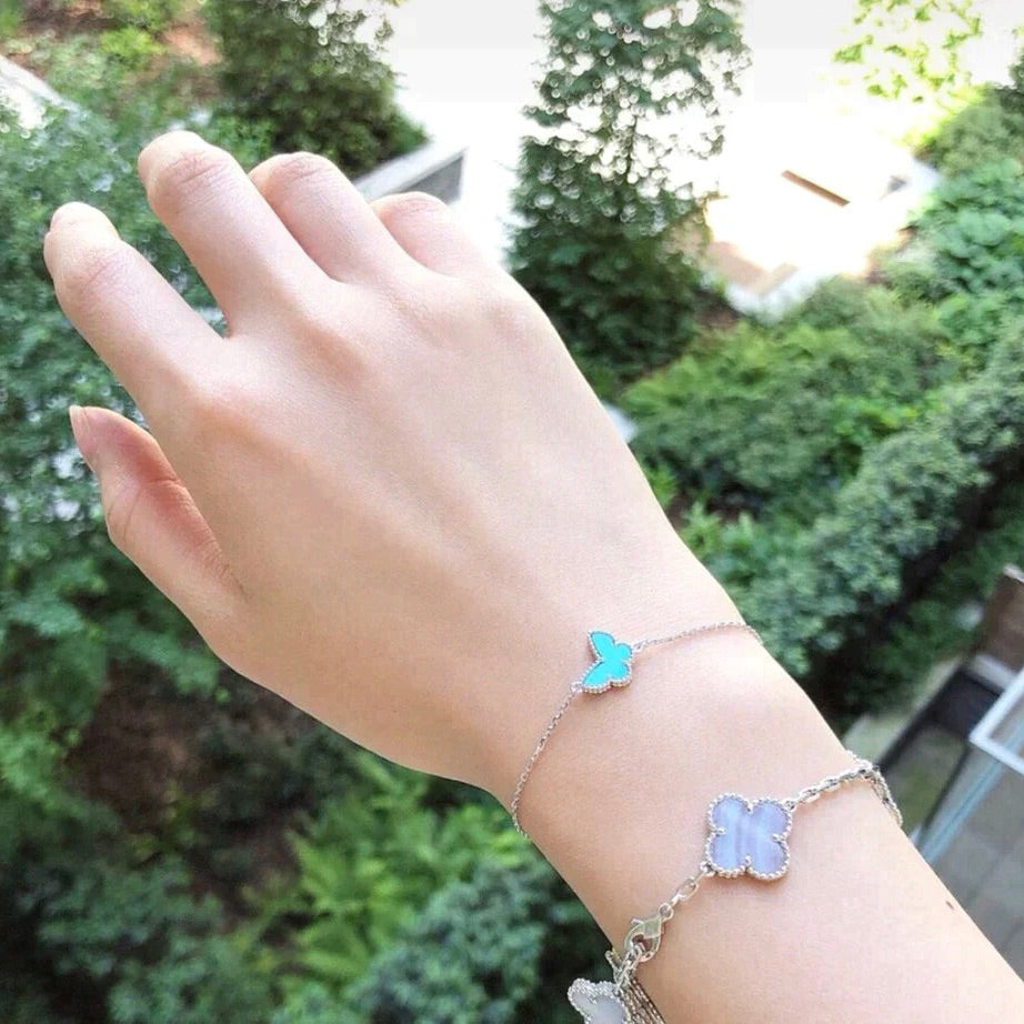 [Lucky Star]BUTTERFLY TURQUOISE BUTTERFLY BRACELET SILVER