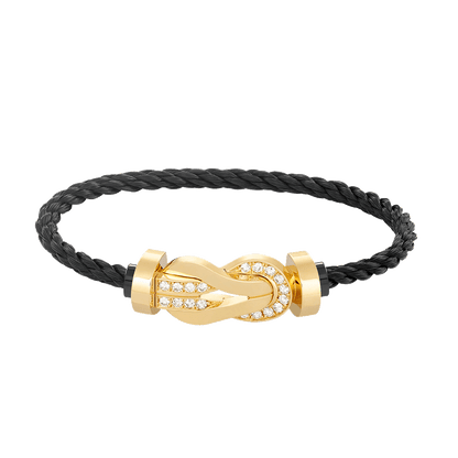 [Lucky Star]CHANCE LARGE 8 FIGURE BUCKLE HALF DIAMOND BRACELET GOLD