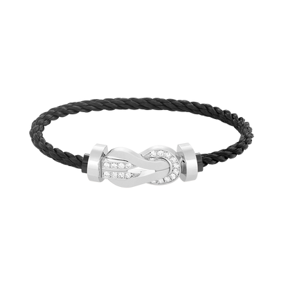 [Lucky Star]CHANCE LARGE 8 FIGURE BUCKLE HALF DIAMOND BRACELET SILVER