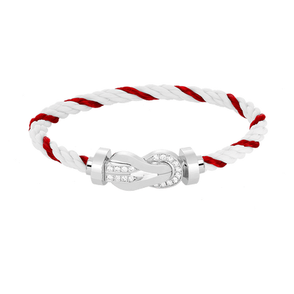 [Lucky Star]CHANCE LARGE 8 FIGURE BUCKLE HALF DIAMOND BRACELET SILVER