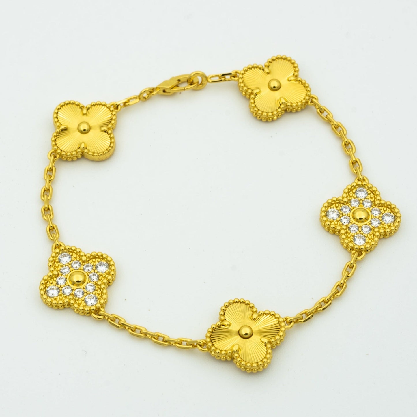 [Lucky Star]CLOVER BRACELET 5 MOTIFS GOLD DIAMOND