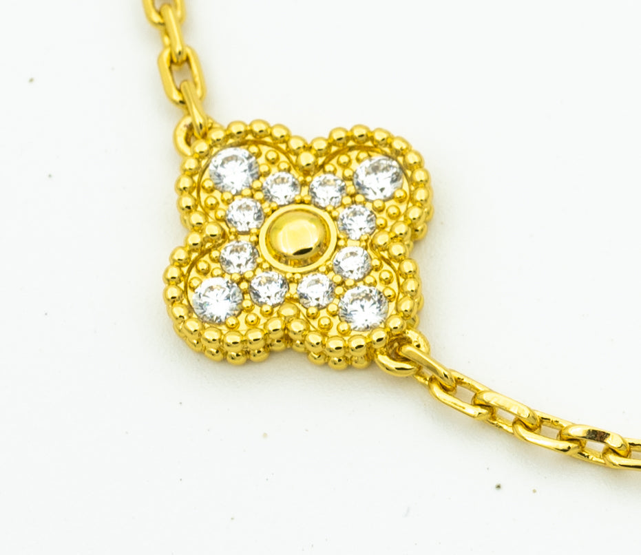 [Lucky Star]CLOVER BRACELET 5 MOTIFS GOLD DIAMOND