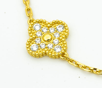 [Lucky Star]CLOVER BRACELET 5 MOTIFS GOLD DIAMOND