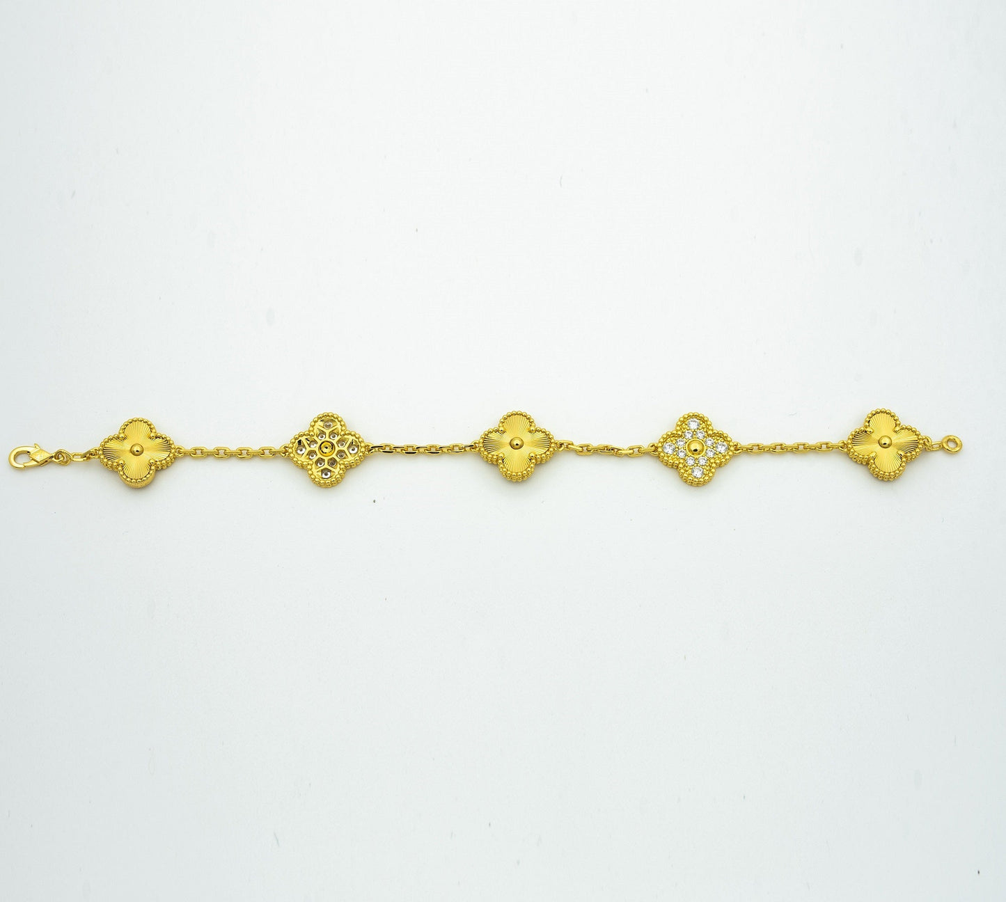 [Lucky Star]CLOVER BRACELET 5 MOTIFS GOLD DIAMOND