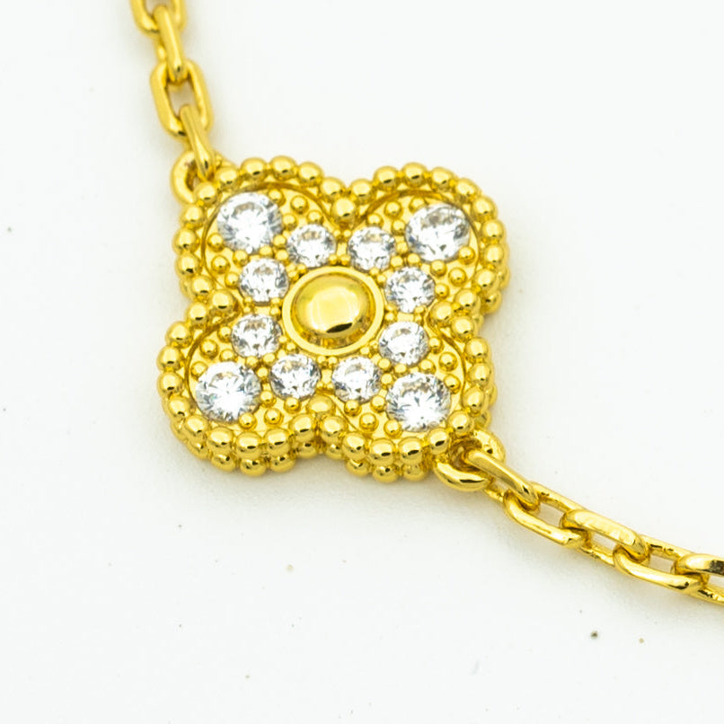 [Lucky Star]CLOVER BRACELET 5 MOTIFS GOLD DIAMOND