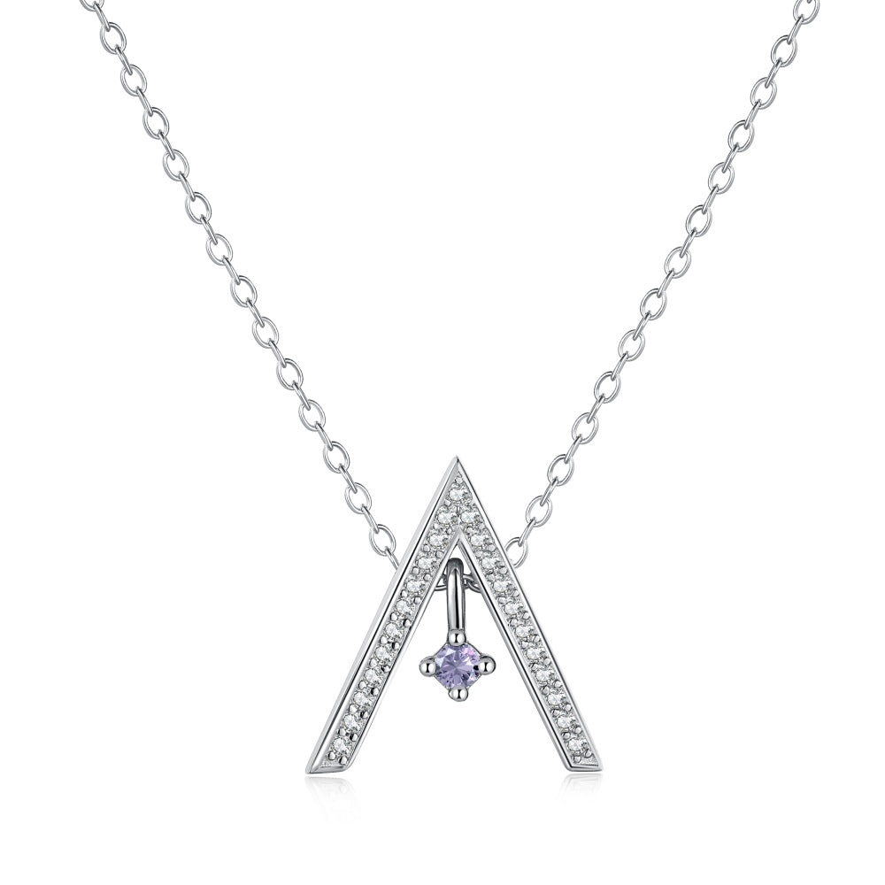 [Lucky Star]Sparkling "A" Shape Necklace