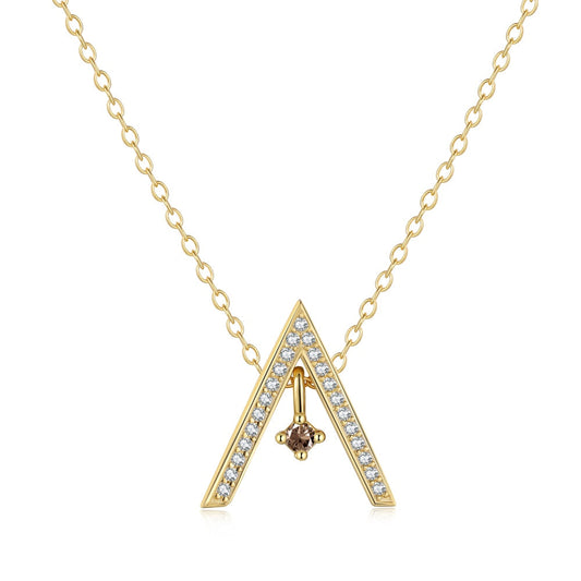 [Lucky Star]Sparkling "A" Shape Necklace