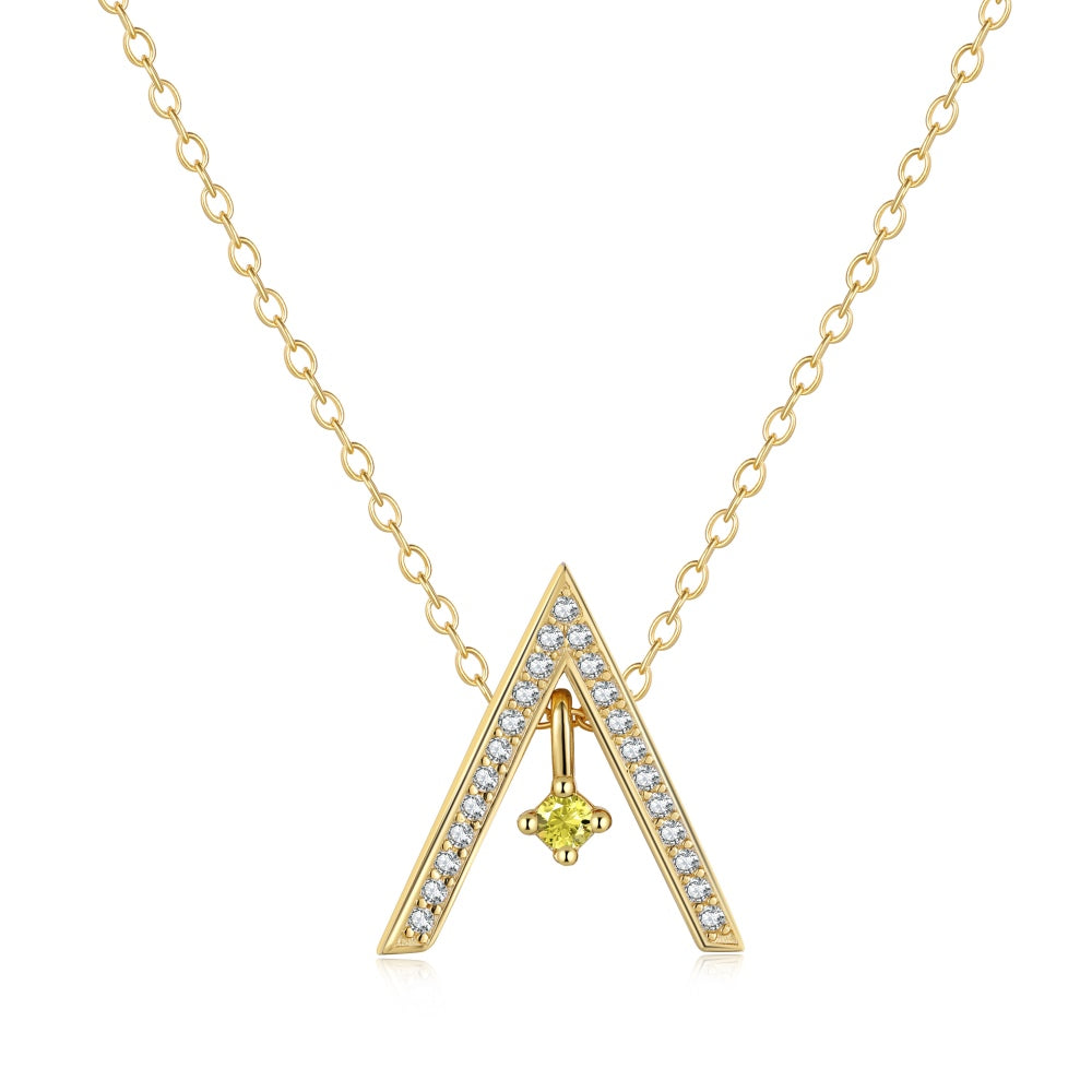 [Lucky Star]Sparkling "A" Shape Necklace