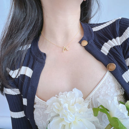 [Lucky Star]Sparkling "A" Shape Necklace