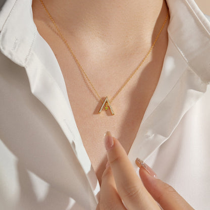 [Lucky Star]Sparkling "A" Shape Necklace