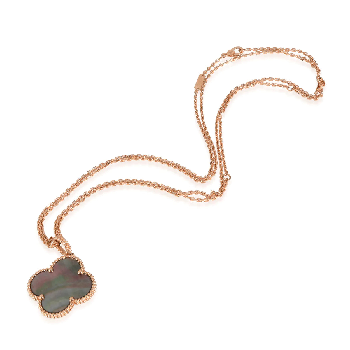 [Lucky Star]CLOVER 25MM GOLD DARK MOP BIG CLOVER NECKLACE