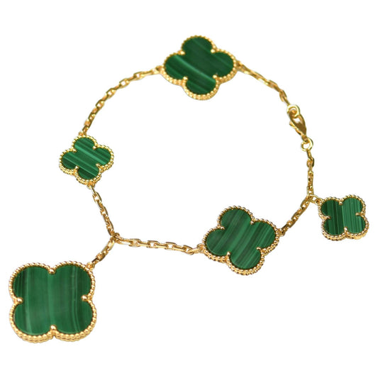 [Lucky Star]MAGIC CLOVER MALACHITE GOLD BRACELET 5 MOTIFS