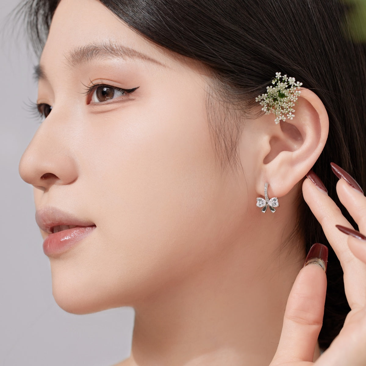 [Lucky Star]Exquisite Earrings With Heart-Shaped Bow Design