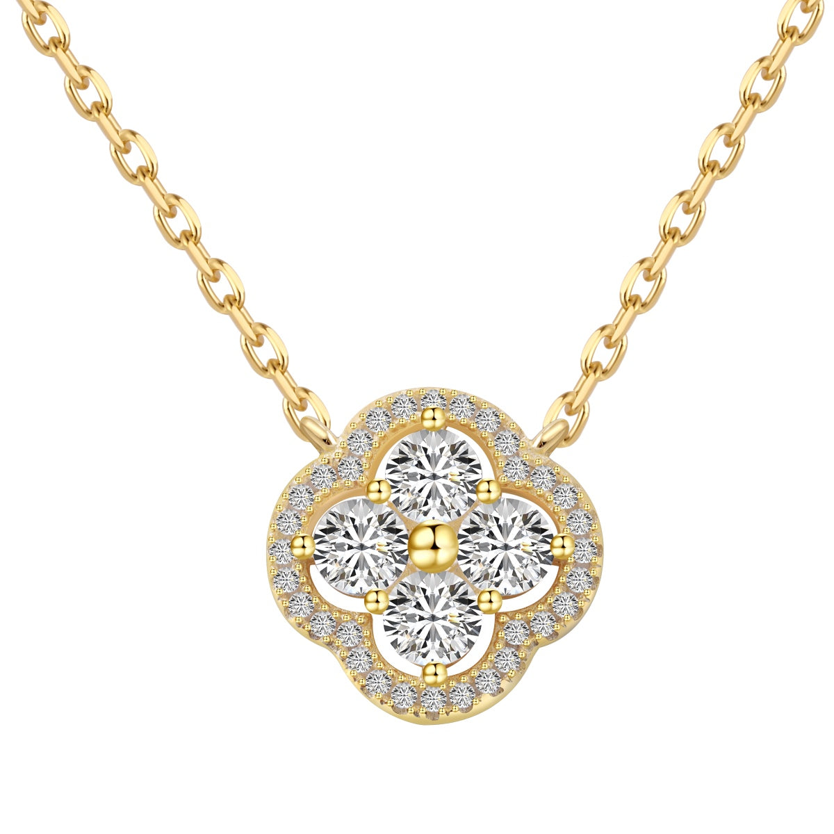 [Lucky Star]Exquisite Necklace With Four-Leaf Clover Flower Design