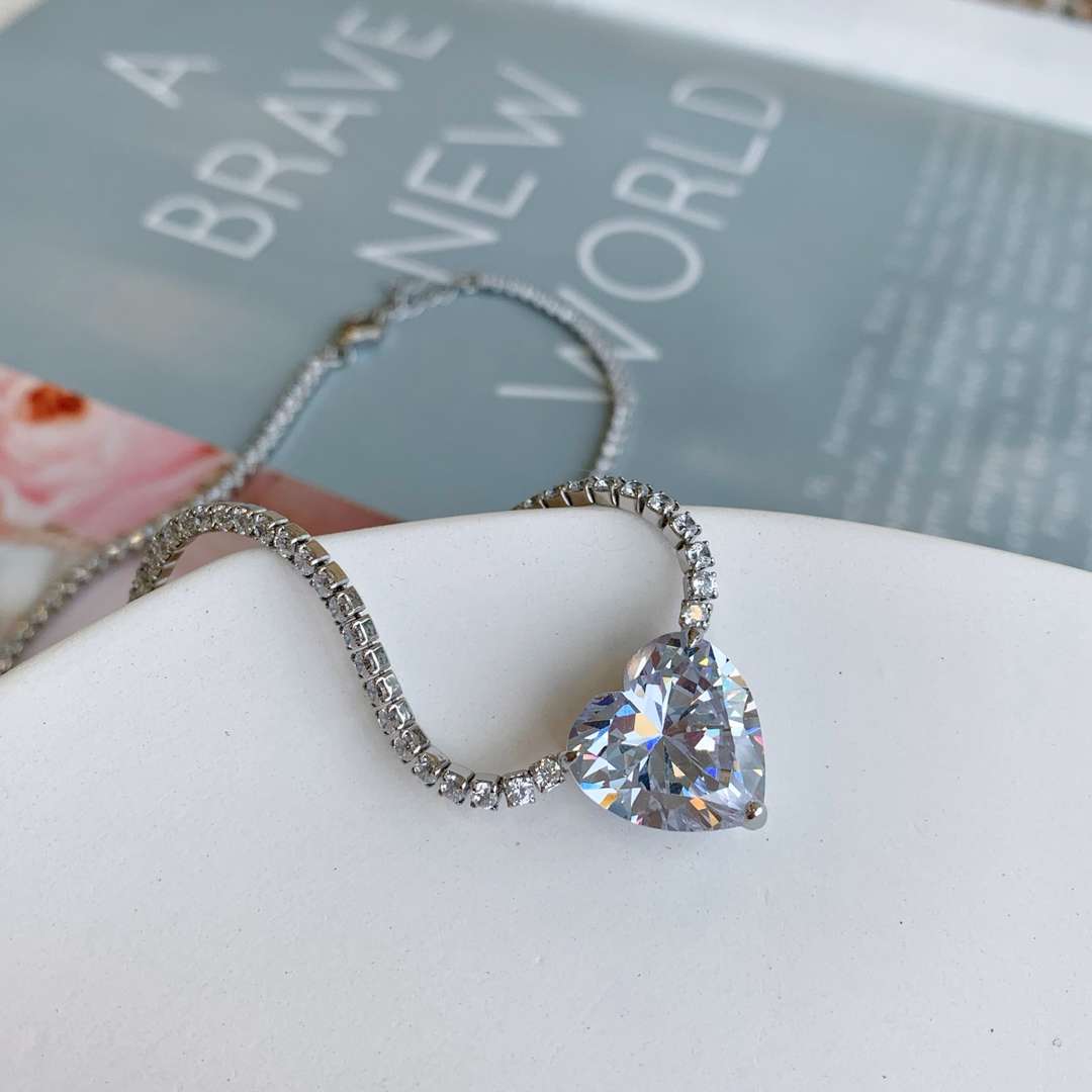 [Lucky Star]8.0 Carat Versatile Colorful Sweet Heart-Shaped Tennis Necklace