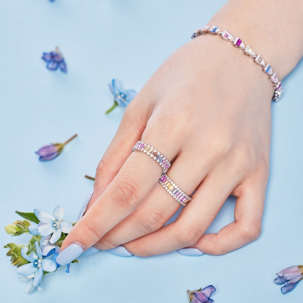 [Lucky Star]Dainty Kaleidoscopic Emerald Cut Daily Ring