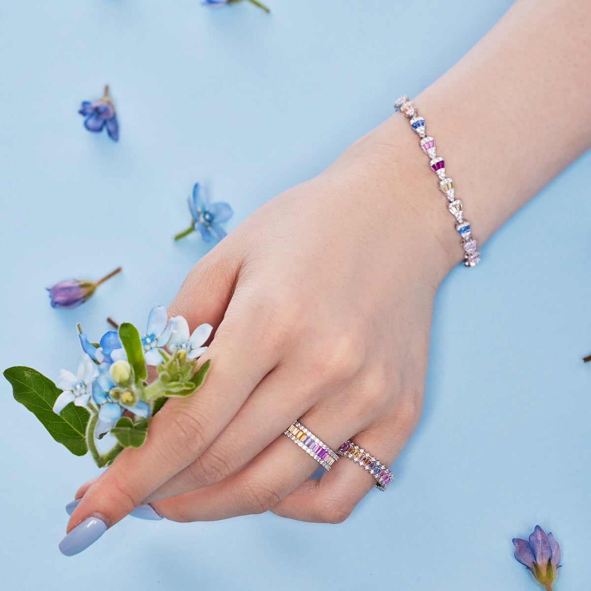 [Lucky Star]Dainty Kaleidoscopic Emerald Cut Daily Ring