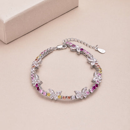 [Lucky Star]Ornate Colorful Butterfly Shape Round Cut Daily Bracelet