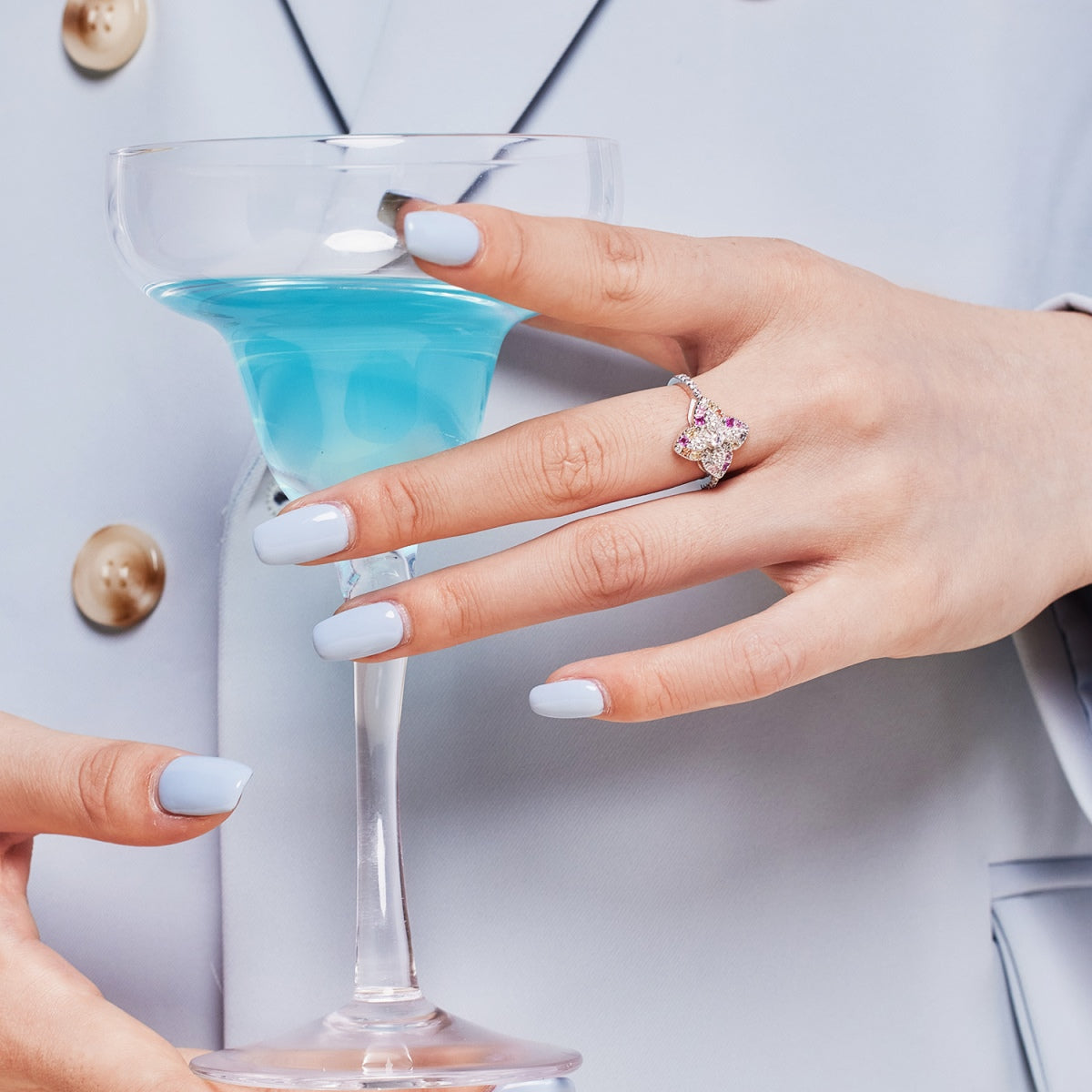 [Lucky Star]Luxurious Colorful Flower Shape Banquet Ring
