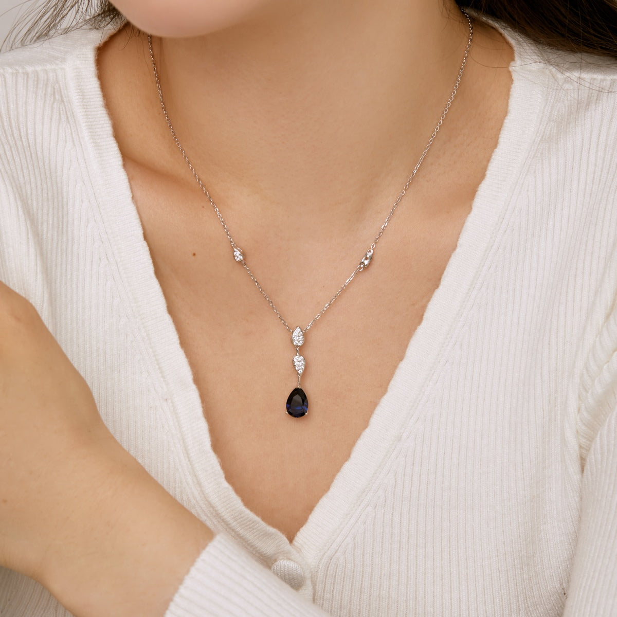 [Lucky Star]Dazzling Pear Cut Necklace