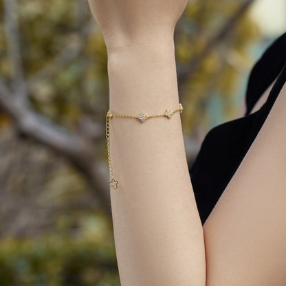 [Lucky Star]Four-Leaf Clover Hollow Butterfly Bracelet