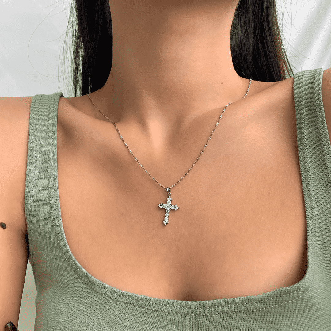 [Lucky Star]Delicate Cross Shape Necklace