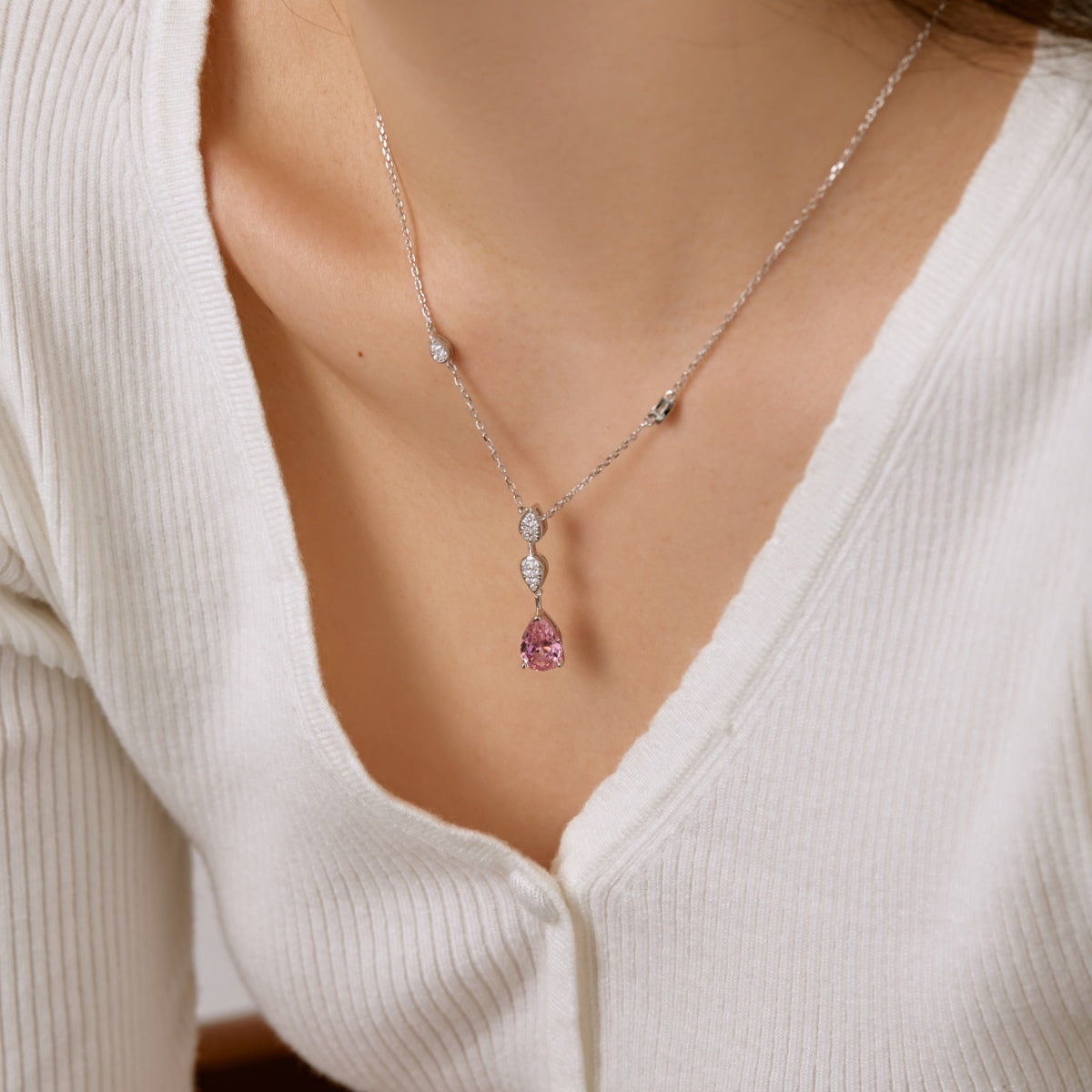[Lucky Star]Dazzling Pear Cut Necklace