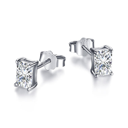 [Lucky Star]Stylish Shiny Rectangular Center Stone Stud Earrings