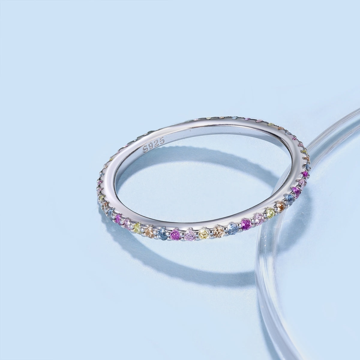 [Lucky Star]Ornate Colorful Round Cut Tennis Ring