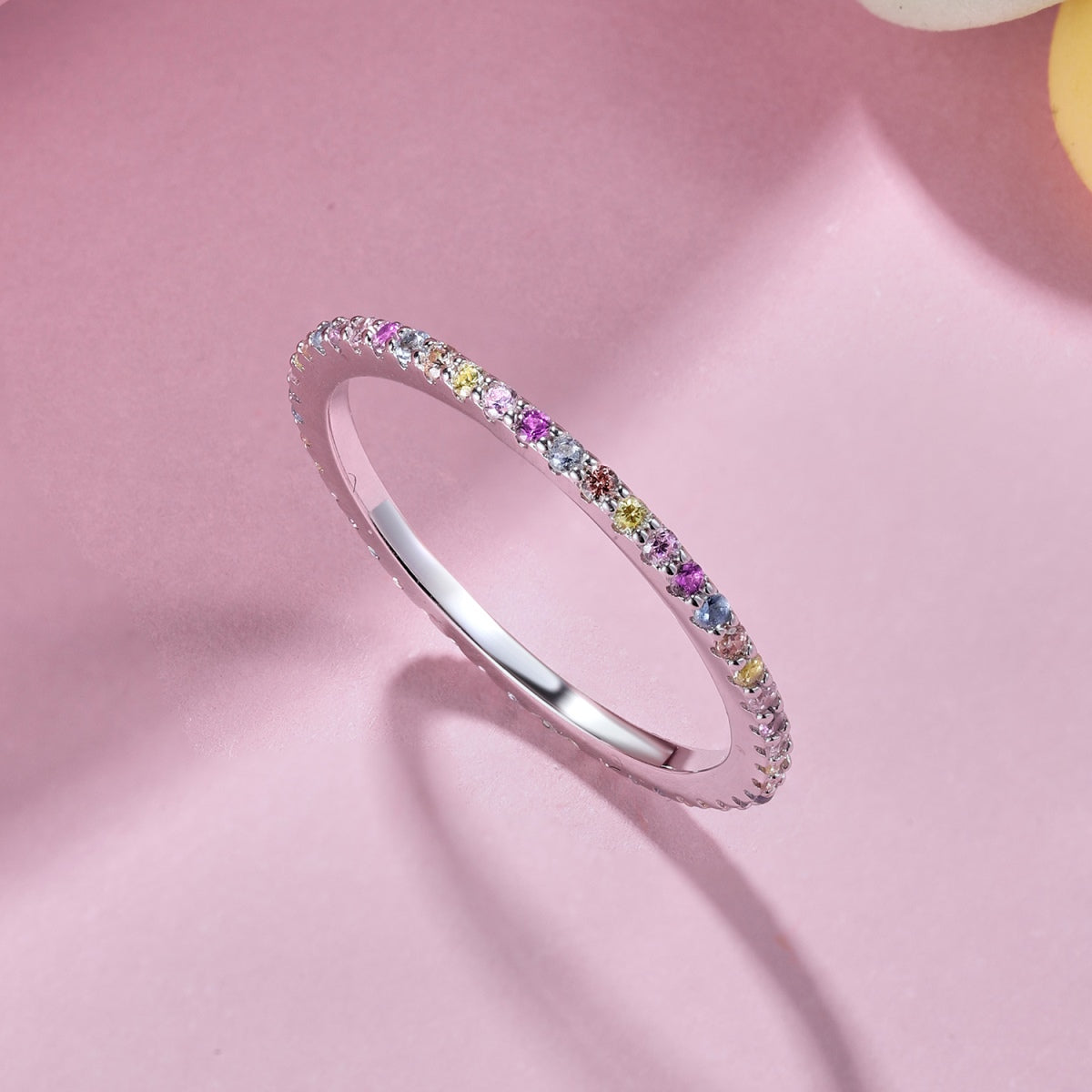 [Lucky Star]Ornate Colorful Round Cut Tennis Ring
