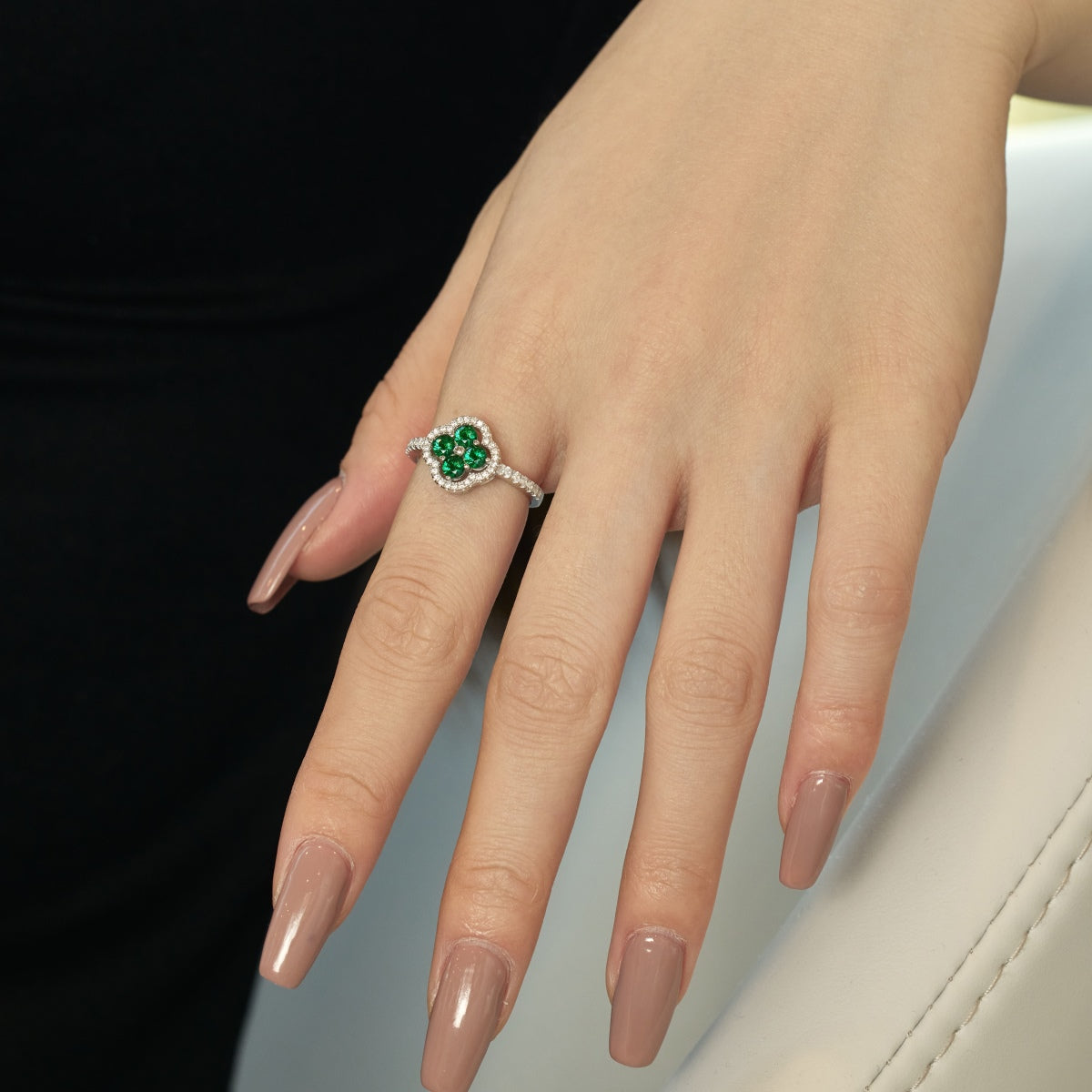 [Lucky Star]Four Leaf Clover Flower Design Ring