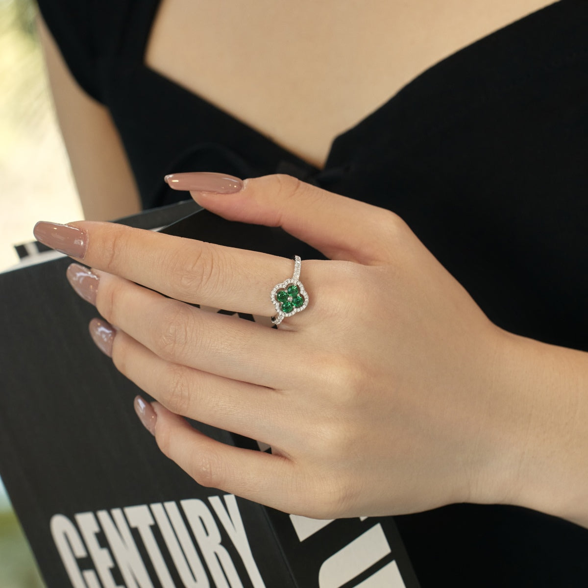 [Lucky Star]Four Leaf Clover Flower Design Ring