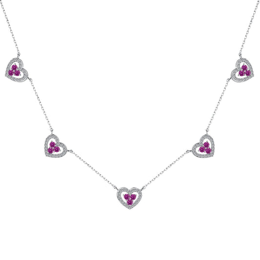[Lucky Star]Sparkling Five Heart Necklace