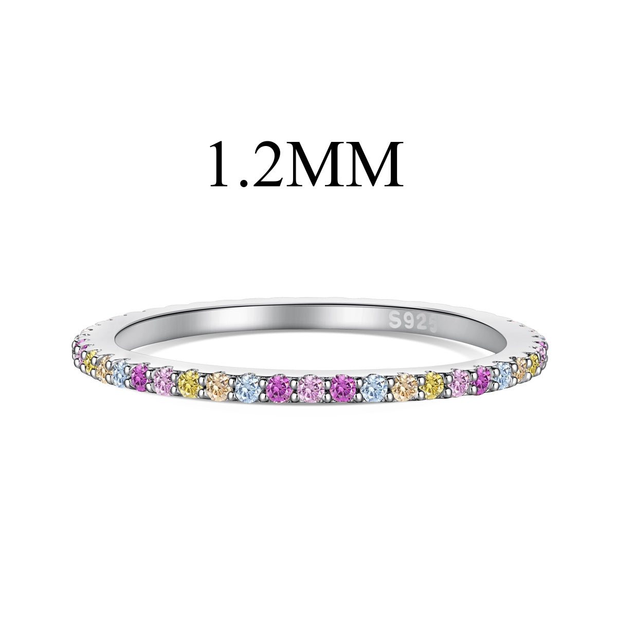 [Lucky Star]Ornate Colorful Round Cut Tennis Ring