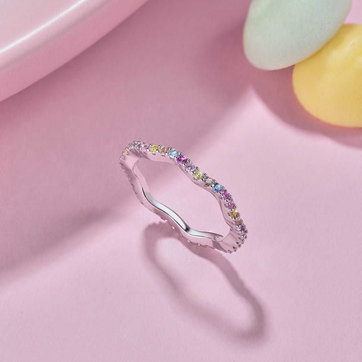 [Lucky Star]Dainty Colorful Round Cut Party Ring