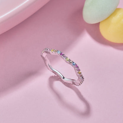 [Lucky Star]Dainty Colorful Round Cut Party Ring