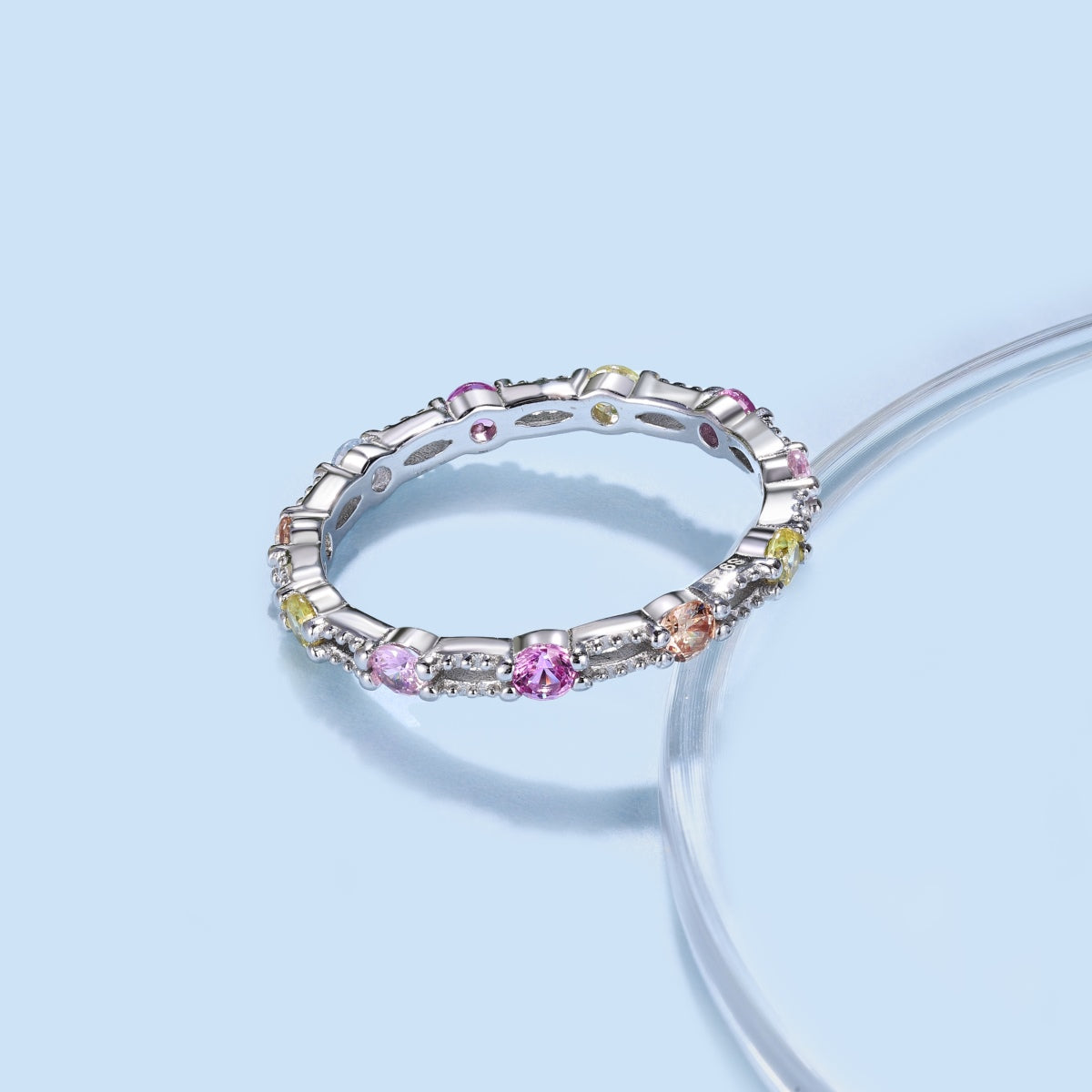 [Lucky Star]Sparkling Colorful Round Cut Tennis Ring