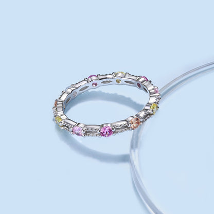 [Lucky Star]Sparkling Colorful Round Cut Tennis Ring