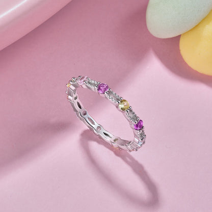 [Lucky Star]Sparkling Colorful Round Cut Tennis Ring