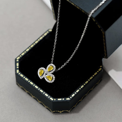 [Lucky Star]Elegant Flower Shape Pear Cut Necklace