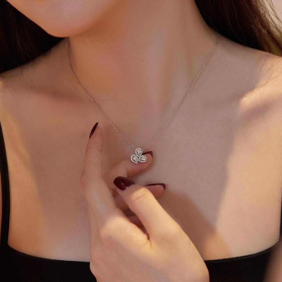 [Lucky Star]Elegant Flower Shape Pear Cut Necklace