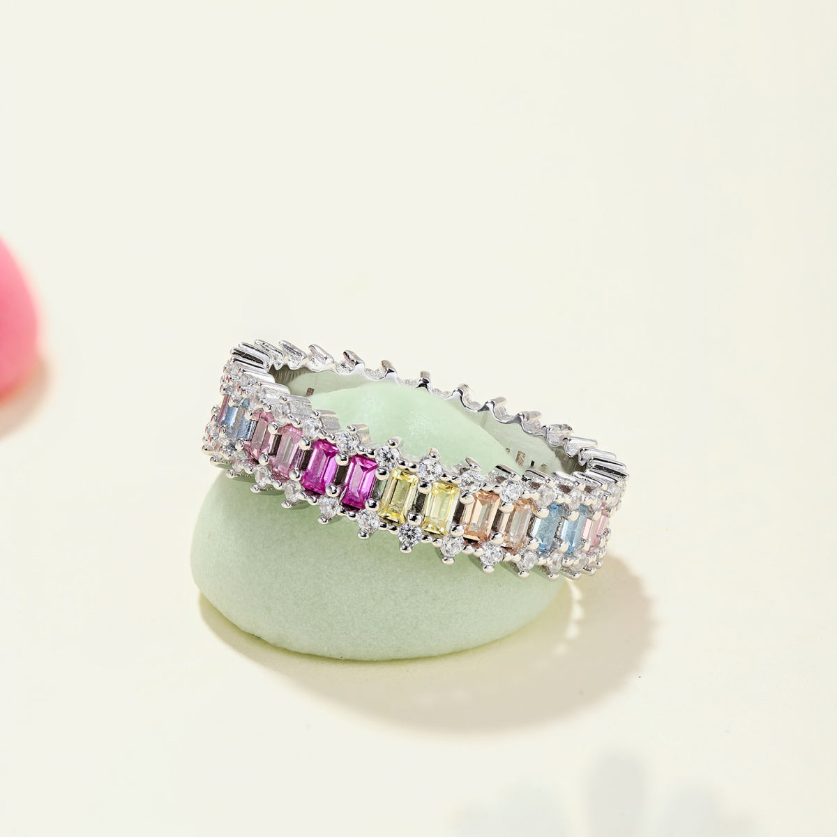 [Lucky Star]Splashy Ornate Emerald Cut Cocktail Ring