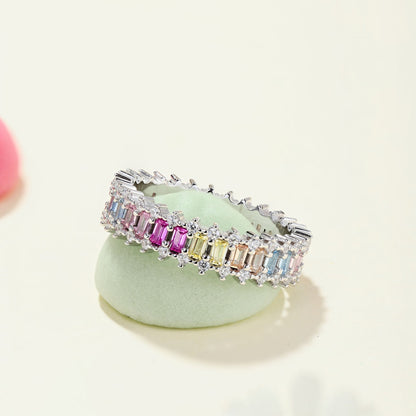 [Lucky Star]Splashy Ornate Emerald Cut Cocktail Ring