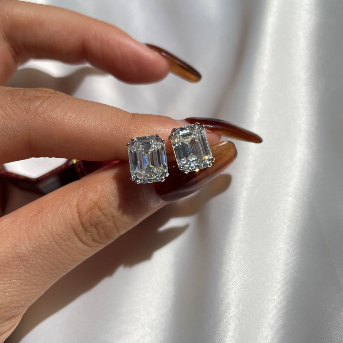 [Lucky Star]Dazzling Square Shape Earrings