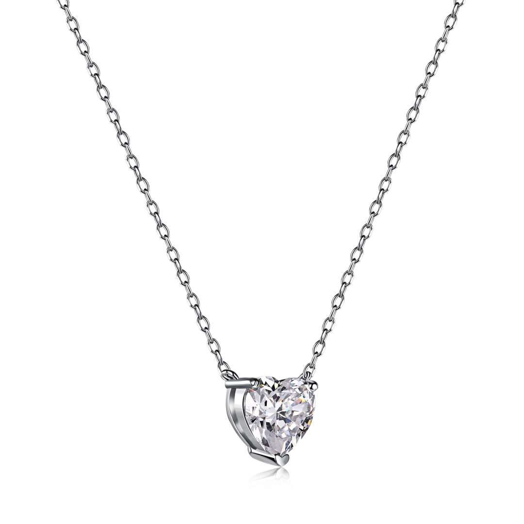 [Lucky Star]Heart Shape Main Stone Pendant Collarbone Necklace