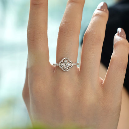 [Lucky Star]Four Leaf Clover Flower Design Ring