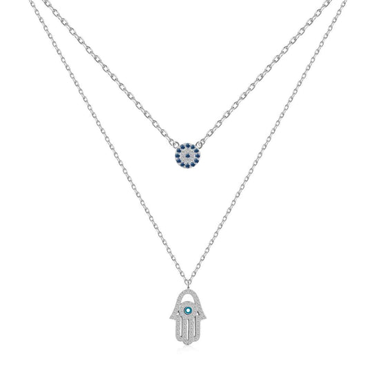 [Lucky Star]Demon Eye Hamsa Palm Necklace
