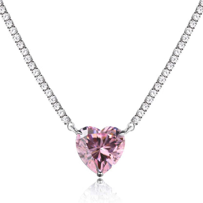 [Lucky Star]8.0 Carat Versatile Colorful Sweet Heart-Shaped Tennis Necklace