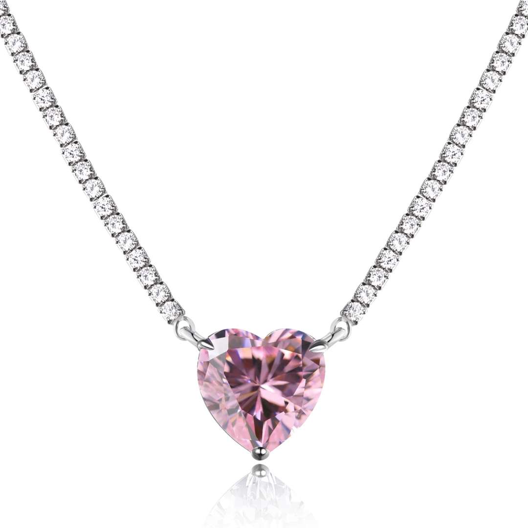 [Lucky Star]8.0 Carat Versatile Colorful Sweet Heart-Shaped Tennis Necklace