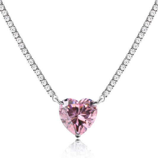 [Lucky Star]8.0 Carat Versatile Colorful Sweet Heart-Shaped Tennis Necklace